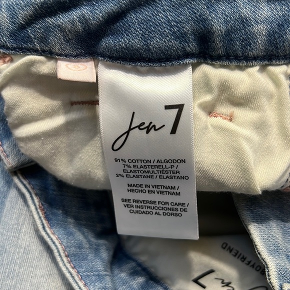 JEN7 by 7 for All Mankind Destruction Detail Roll Up Hem Slim Boyfriend Jeans - Picture 8 of 15